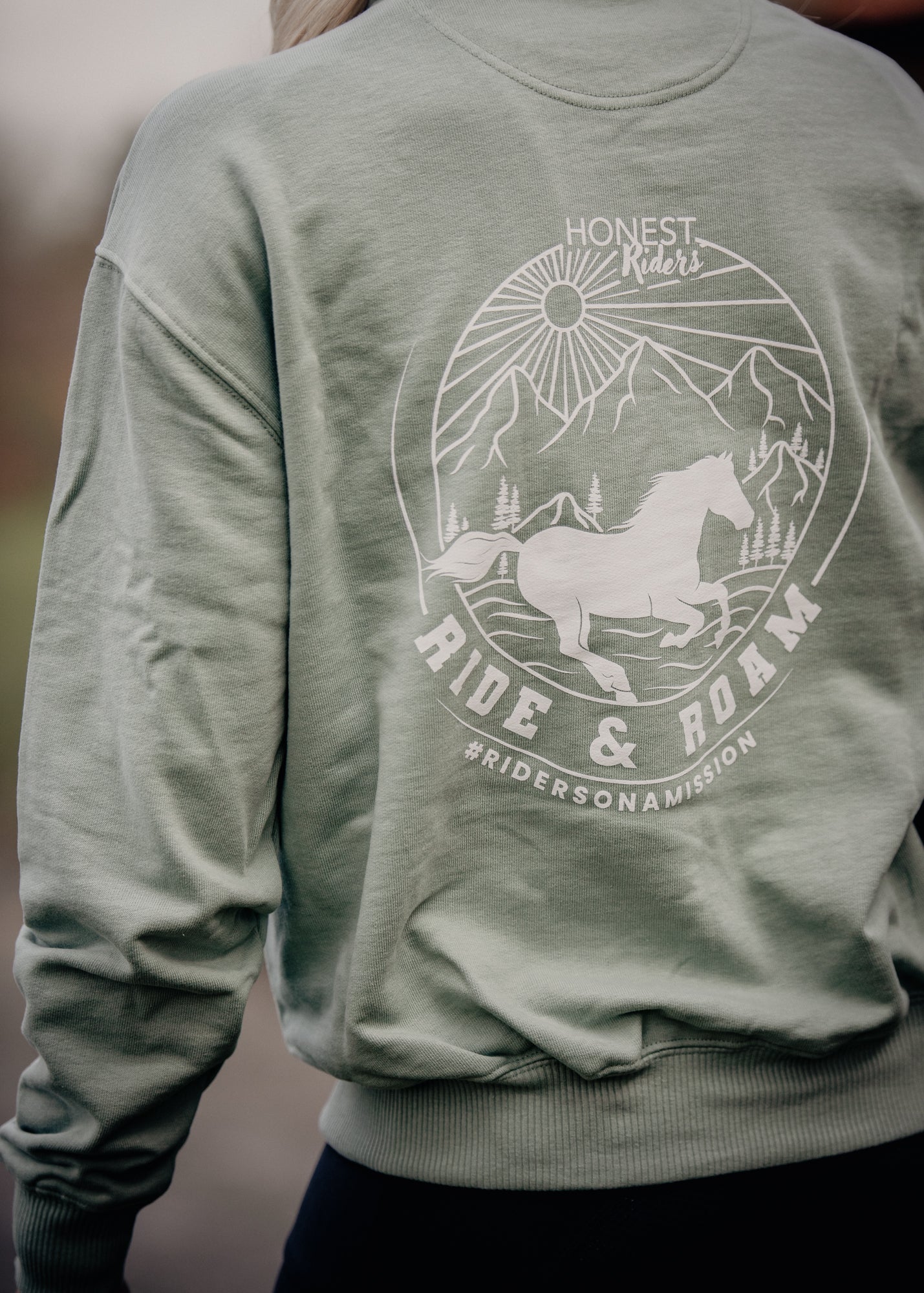 'Ride & Roam' Sage | Morgan 3/4 Zip Sweatshirt