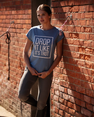'Drop It Like Its Trot' Trakehner T-Shirt | Dusky Blue