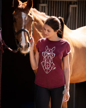 'Geo Horse' Trakehner T-Shirt | Vintage Burgundy